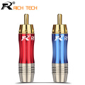 10pairs/20pcs RCA Connector Wire male Plug gold plated audio adapter blue&red pigtail speaker plug for 8MM Cable