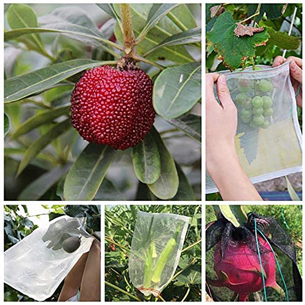 100pcs Garden Fruit Vegetable Grapes Protection Bags 90 Mesh Netting Bags Agricultural Pest Control Anti-bird Grow Bags