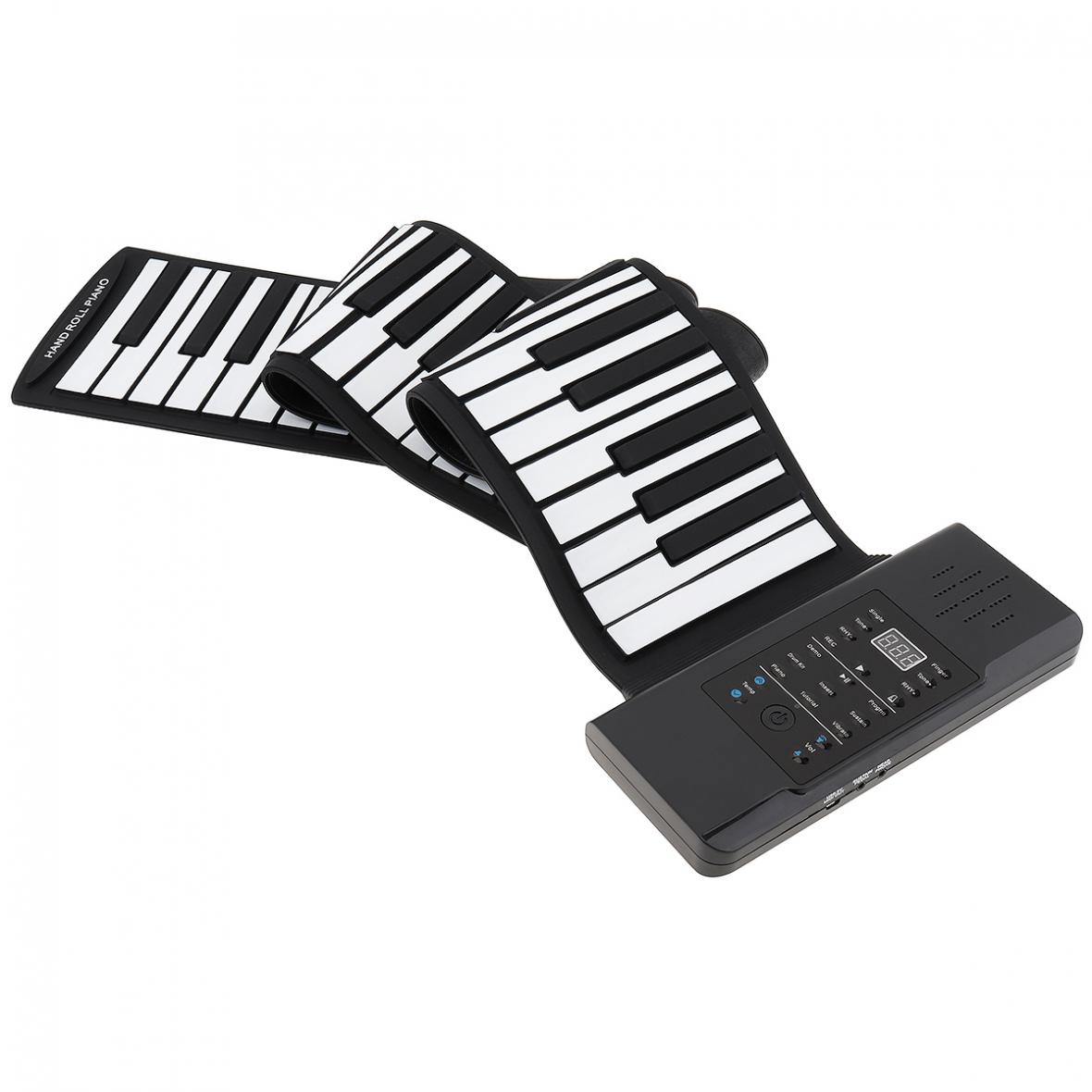 88 Keys MIDI Roll Up Electronic Piano Rechargeable Portable Silicone Flexible Keyboard Organ Built-in Speaker