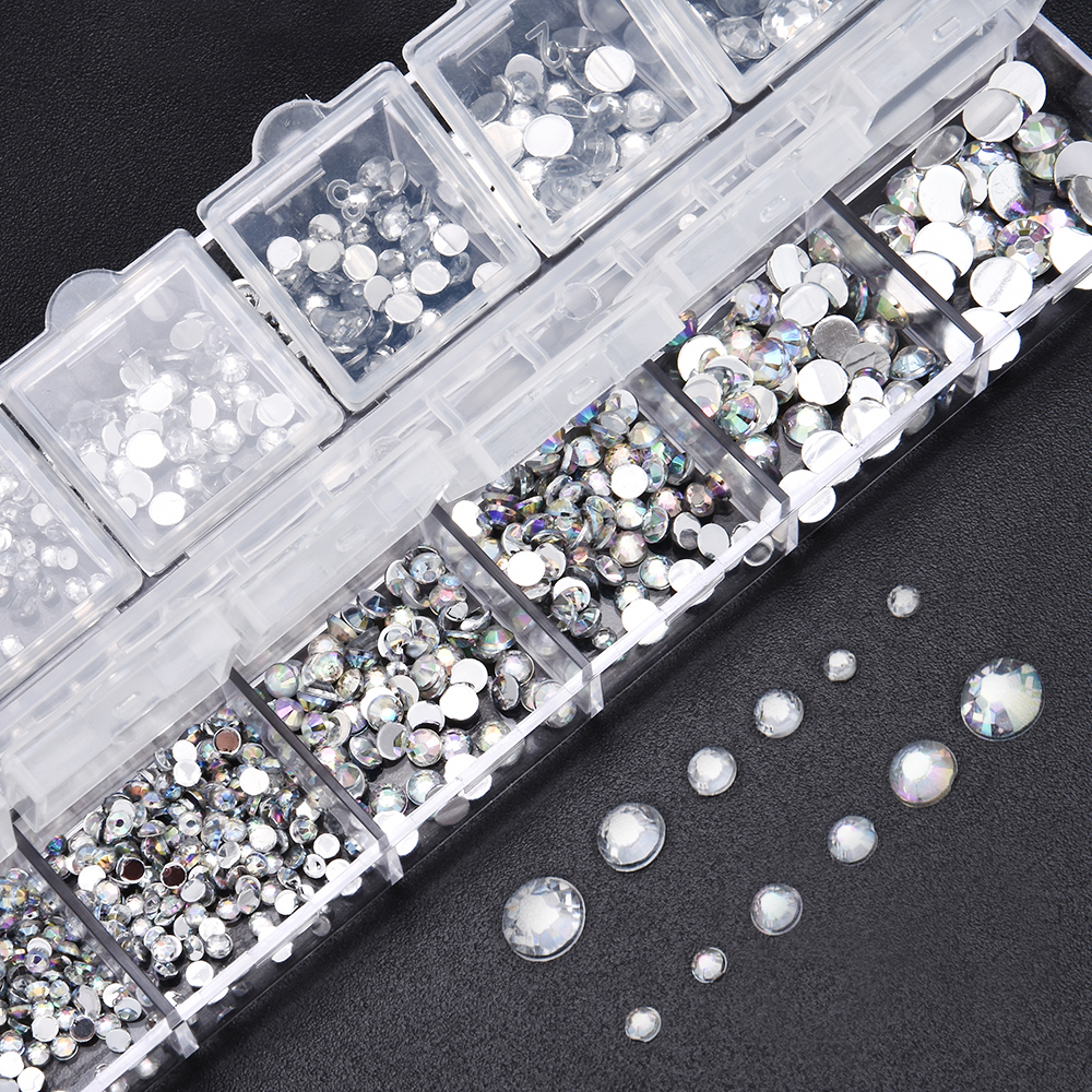 New Multi-Size Nail Rhinestones 3D Crystal AB Clear DIY Nail Art Decorations Silver Rivet Rhinestone Akcesoria Do Paznokci