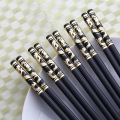 Tofok Alloy Black Gold Dragon Chopsticks Chinese Long Non-Slip Alloy Sushi Hashi Chopsticks Set Chinese Gifts Kitchen Tableware