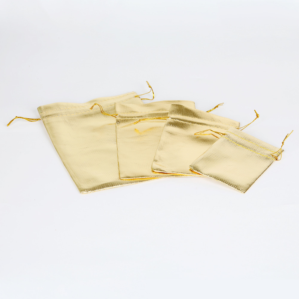 50Pcs/lot Gold Foil Drawstring Organza Bag Velvet Bag Jewelry Packing Bag Wedding Favor Pouches & Gift Bags