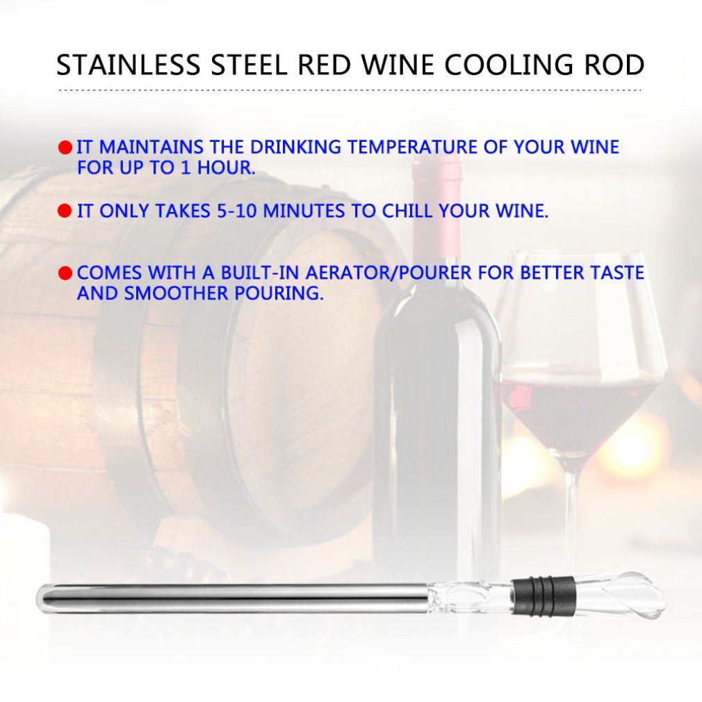 Ice Bucket Wine Chiller Stick Barware Wine Pourer Wine Cooling Stick Cooler Beer Beverage Frozen Stick Spout Aerator Bar Tool