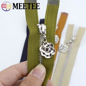 Meetee 2/5pcs 3# Metal Zipper 20/25/30/40/50/60/70cm Auto Lock Close&open Zip for Sewing Bags Pocket Wallet Garment Accessories