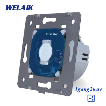 WELAIK-1 EU 1gang2way Stairs Crystal Glass Panel Wall Touch Switch DIY Parts European Standard LED Light Switch AC250V A912