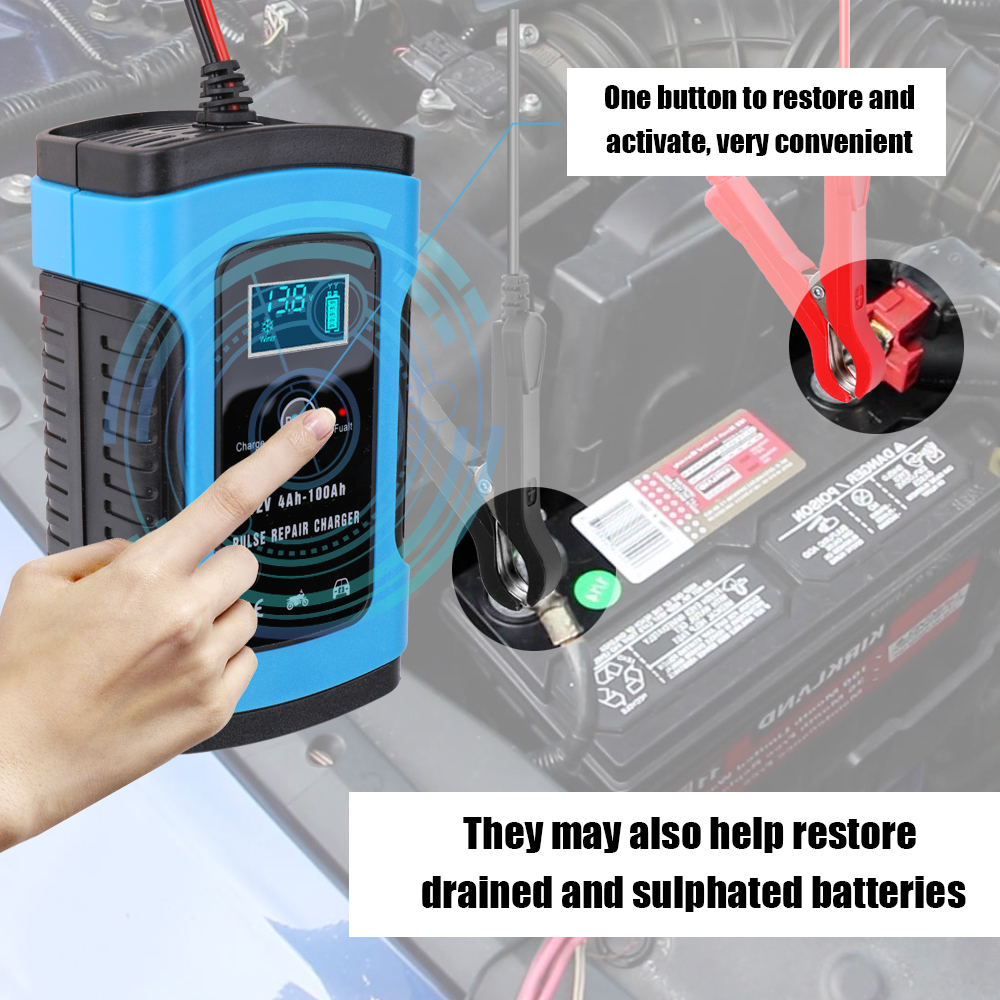 Automatic Car Battery Charger 100V-240V To 12V 8A 24V 4A/12V 6A Smart Fast Power Charging For Wet Dry Lead Acid Battery