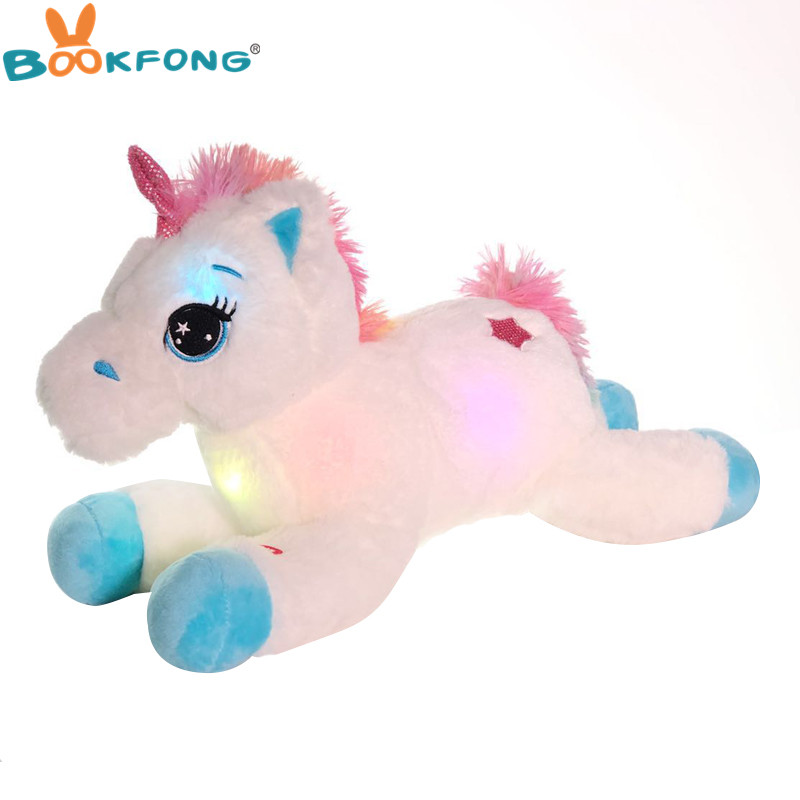 40cm Colorful LED Unicorn Plush Toys Glowing Stuffed Animals Horse Toy Cute Light Up Pony Doll Kids Girls Xmas Birthday Gifts
