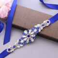 TRiXY S424 Elegant Royal Blue Rhinestone Belt Wedding Bridal Belt Jeweled Belt Sparkle Belt Bridal Sashes Wedding Accessories