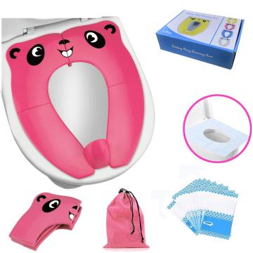 Toilet Training Seat Portable Toilet Seat Toddler PP Material with Carry Bag and 10 Packs Disposable Toilet Seat Covers (Pink)