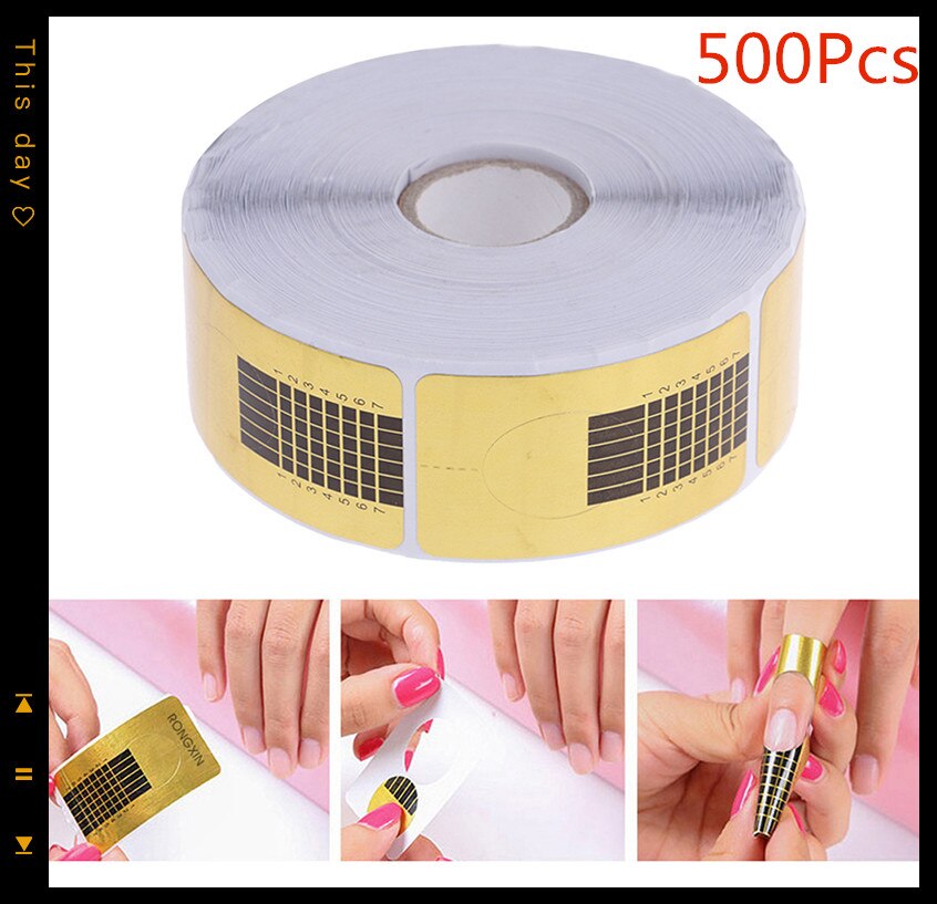 500pcs Professional French Nail Form Tips Nail Art Form Acrylic Tip Gel Nails Sticker Extension Curl Form For Nail Polish Guide