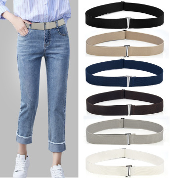 New Waistband Women Invisible Belt Buckle Plastic Comfortable Elastic Belt For Women Men Adjustable No Show Web Belt For Jeans