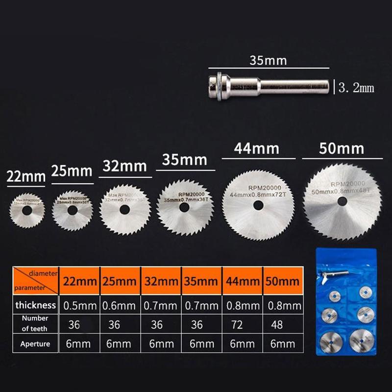 7pcs Small Saw Blade Set High Speed Steel Cutting Blade Blade Power Grinder Electric Disc Cutting Drilling Saw Tool Wood Ro M7T0