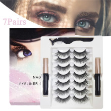 7 Pairs Magnetic Eyelashs Set Magnet Liquid Eyeliner& Magnetic Lashes & Tweezer Set Waterproof Long Lasting Eyelash Extension
