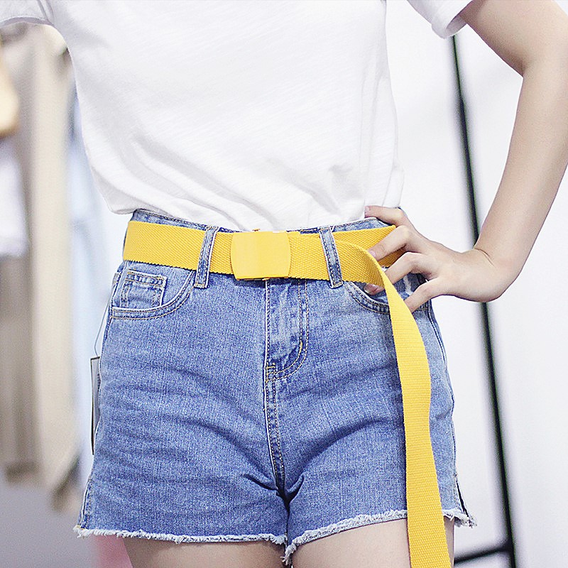 1PC Fashion Automatic Women Nylon Belt Buckle Canvas Belt Thicken Long Cloth Belts Knitted Waistband Women Strap Belt New