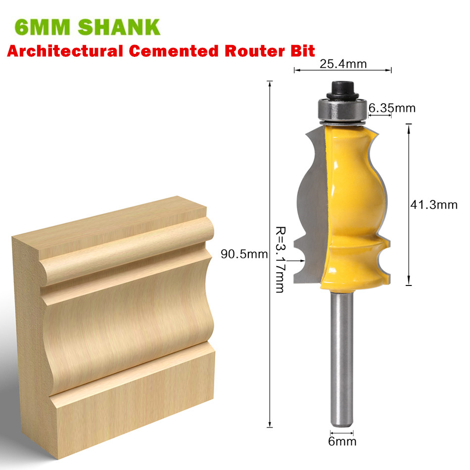 1pc 6mm Shank Architectural Cemented Carbide Molding Wood Router Bit Wood Milling Cutters Woodworking Tools