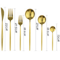 5pcs Gold Dinnerware Set 304 Stainless Steel Cutlery Set Knife Dessert Fork Dessert Spoon Silverware Kitchen Party Tableware Set