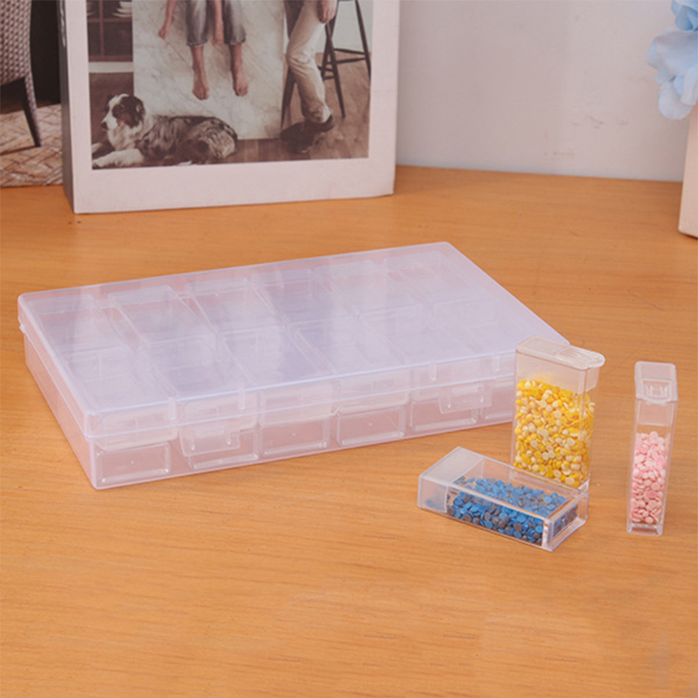 24 Grids Plastic Storage Box Lattices Diamond Painting kits Nail Art Rhinestone Tools Beads Storage Box Case Organizer