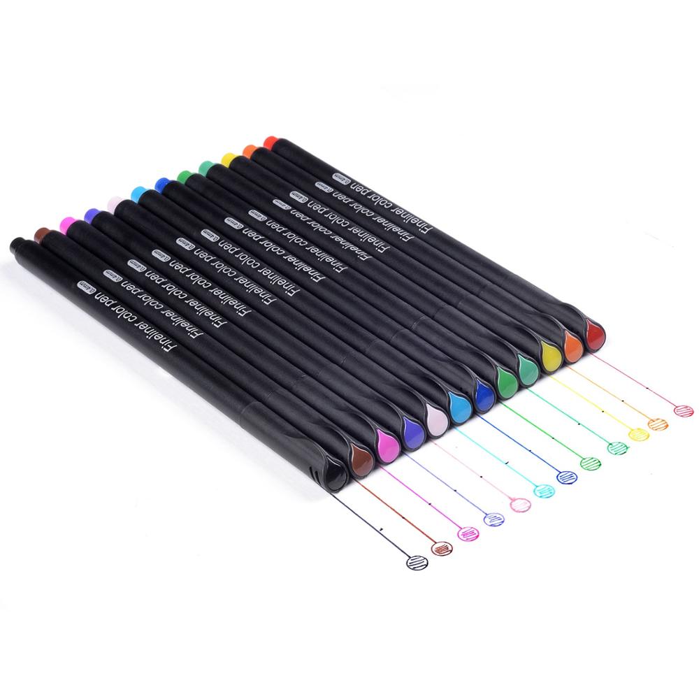 12 Color Fine Hook Line Pen Set 0.4mm Drawing Writing Marker Pen Professional Planner Stationery School Supplie H6140