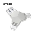 UTHAI T82 USB3.0 Metal Flash Drive 4in1 For iPhone Pen Drive Type-c/Lightning/MicroUSB/USB3.0 Metal U disk 64GB 32GB 128GB