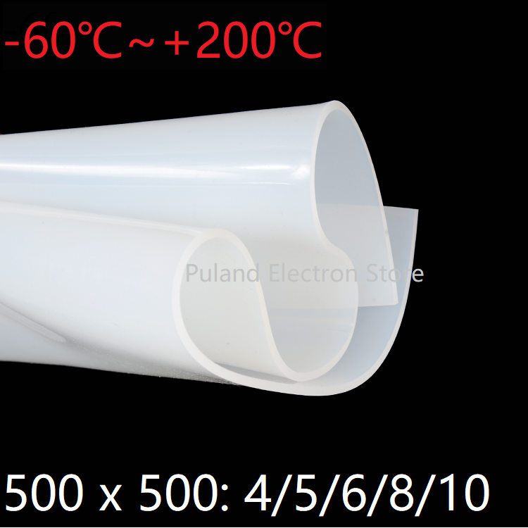 500mm*500mm*1mm Silicone Rubber Sheet Cushion Sealing Film Plate Mat Square Flat Gasket Heat Resist Milky White