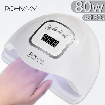 ROHWXY Sun X5 MAX Nail Gel Lamp 80W Nail Dryer For All Gel Varnish UV LED Ice Lamp With LCD Display For Nail DIY Manicure Tools