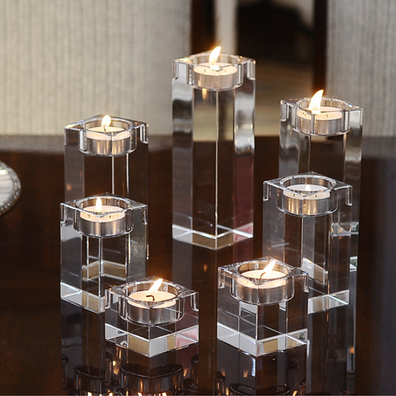 Home Crystal Candlestick Wedding Festival Table Decoration Transparent Candle Holder