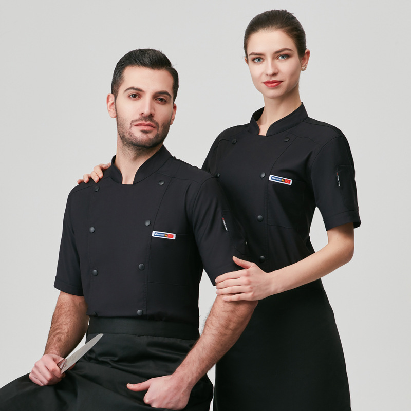 Uniform Male Kitchen Work Clothes With Short Sleeves Female Youth Summer Restaurant Hotel Breathable Elastic Thin Model