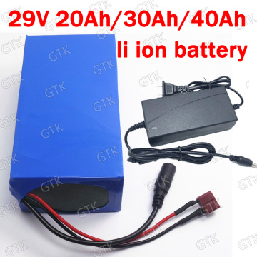 30V 29.6V 40AH lithium 29V 30Ah 20Ah li-ion replace lead acid battery BMS 8S for 1000w e-bike medical monitor robot +5A charger