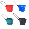 Custom Color plastic shopping basket with 4 wheels