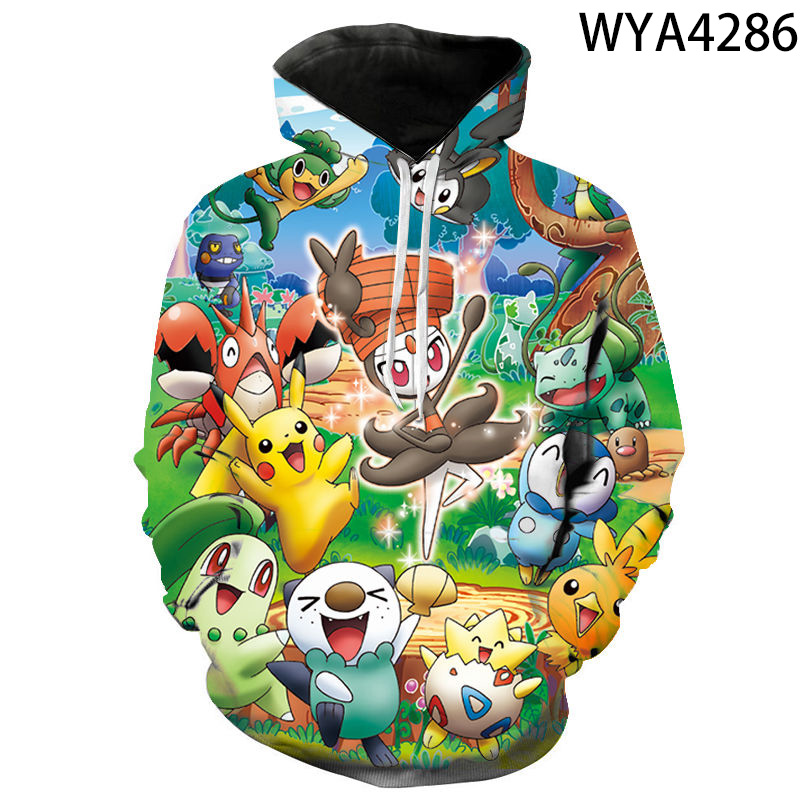 2020 new animated 3D printed hoodies men women children fashion hoodies pokemon boys girls kids sweatshirts street clothing