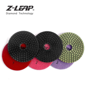 Z-LEAP 4 Inch 3 Steps Polish Pad Flexible Wet Diamond Polishing Wheels For Granite Marble Stone Abrasive Tool