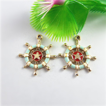 10pcs/pack Rose Gold Anchor Star Enamel Necklace Pendant 28*24mm Vintage Women Handmade Charm Man BabyGift Jewelry Craft 51530