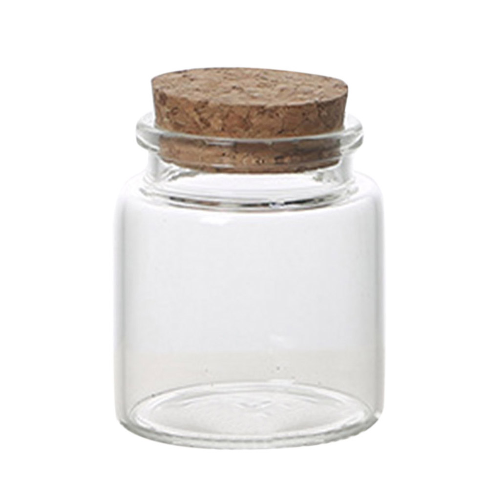 3Pcs 50/60/90/100/120/150ml Transparent Cork Stopper Glass Bottles Jar Vials
