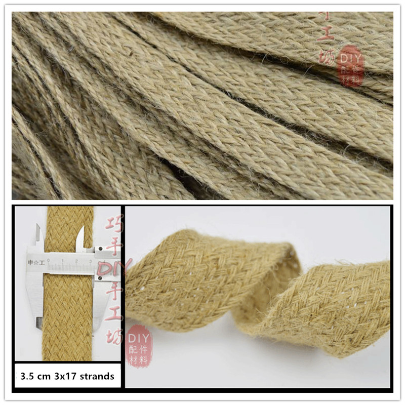 Jute 0.8 /1.0/1.5/ 2.0/ 2.5/3.0/3.5/4.0/ 4.5/5.0CM Wide*10 Meters Knitted Flat Decoration Jute Rope Hemp Rope DIY Hand Weaving