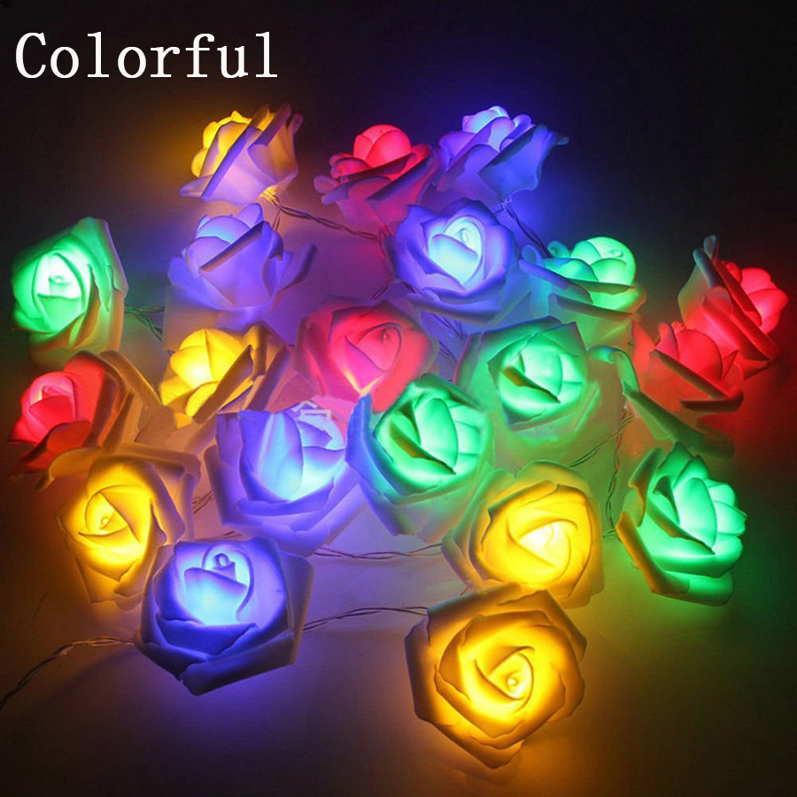 1M/2M/5M/10M Rose Flower LED String Lights Battery Operated Christmas Holiday Lights For Valentine Wedding Decoration