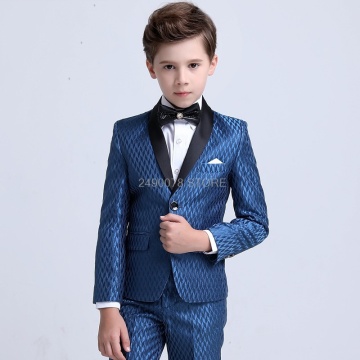 Boys Luxurious Wedding Suit Prince Shining Jacket Vest Pants 3Pcs Dress Children Piano Performance Party Costume 3-14Y