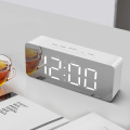 Mirror LED Desk Table Clocks Digital Snooze Clocks Alarm Wake Up Light Electronic Large Time Temperature Display Home Decoration