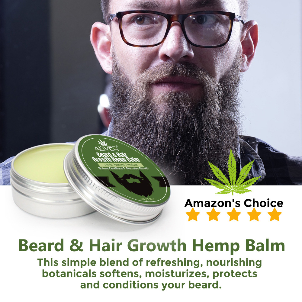 Natural Hemp Beard Growth Balm Moustache Growth Serum Moisturizing Smoothing Barber Hair Growth Enhancer Beard & Hair Care Men