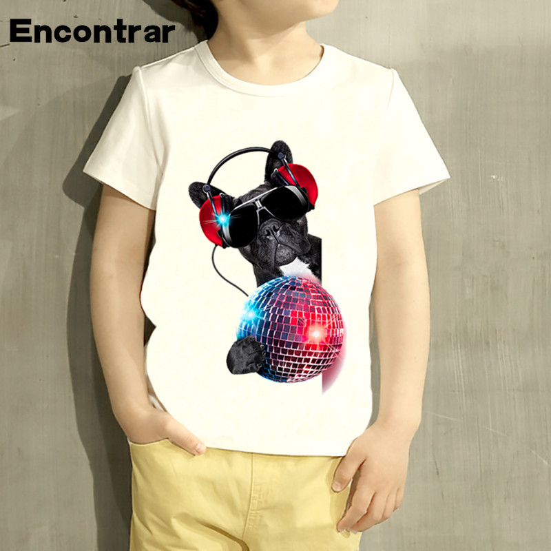 Kids Champion French Bulldog Cartoon Design T Shirt Boys/Girls Short Sleeve Tops Children Cute T-Shirt,HKP2201