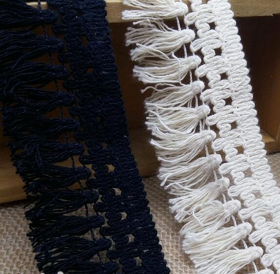 3 Meters High Quality Cotton Fringe Lace Trim DIY Craft for Clothing Apparel Sewing Accessories Design Tassel Lace Fabric Ribbon