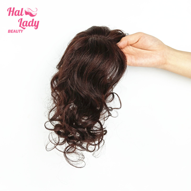 Halo Lady Beauty Air Bangs for Hair Toupees Clip Human Hair Volume Topper Body Wave Fringe Hair Brazilian Non-Remy Hairpieces