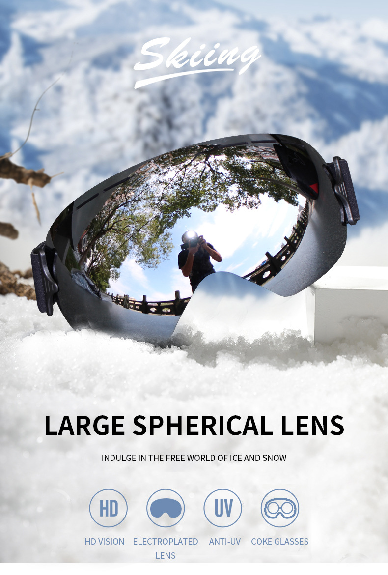 Ski Goggles UV400 Protection Snowboard Eyewear Anti-fog Big Ski Mask Glasses Snow Snowmobile Man Women Outdoor Sport Skiing