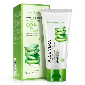 Aloe Vera Foam Facial Cleanser Gently Clean Meticulous Pores Deep Fresh Oil-control Acne-removing Aloe Face Wash 100G