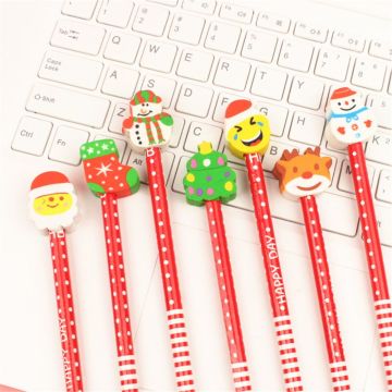4pcs Cute Christmas Gifts Pencils with Erasers HB Lead Standard Wooden Pencils Set Kids Gifts School Office Stationery papeleria