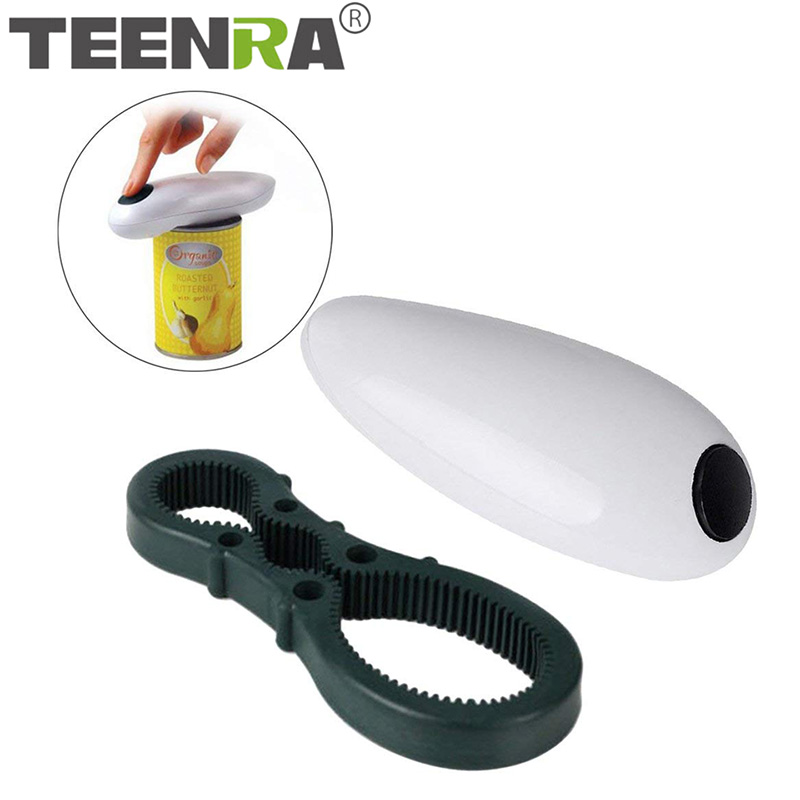 TEENRA Electric Can Opener One Touch Automatic Jar Opener Bottle Opener Electric Hands Free Kitchen Gadgets