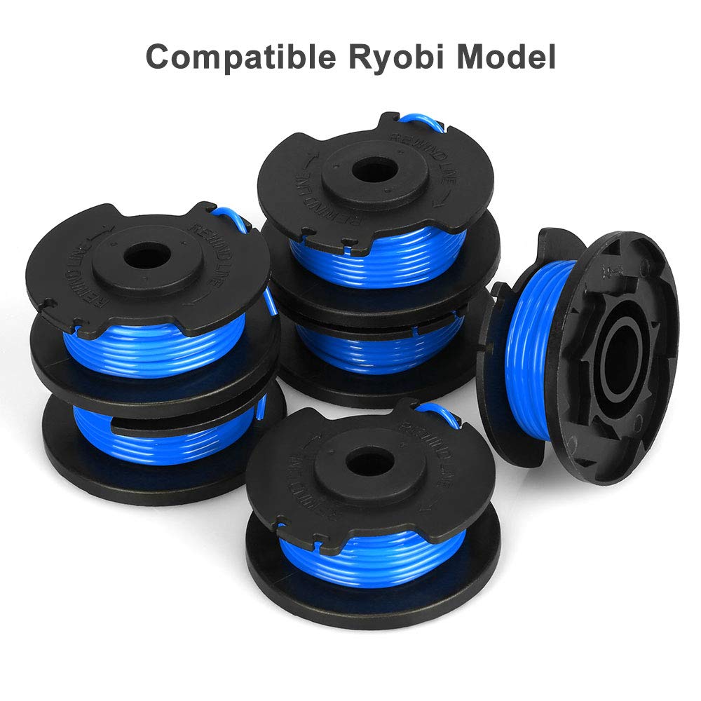 4/6Pcs String Trimmer Line Ryobi 0.065 inch Autofeed for Replacement Spools Ryobi 18V 24V 40V Cordless Trimmers Power Tool