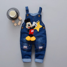 Cartoon Baby Boy Clothes Denim Pants Elastic Waist Casual Printed Toddler Pants Girls Trousers Children's Jeans for 1-4T Unisex