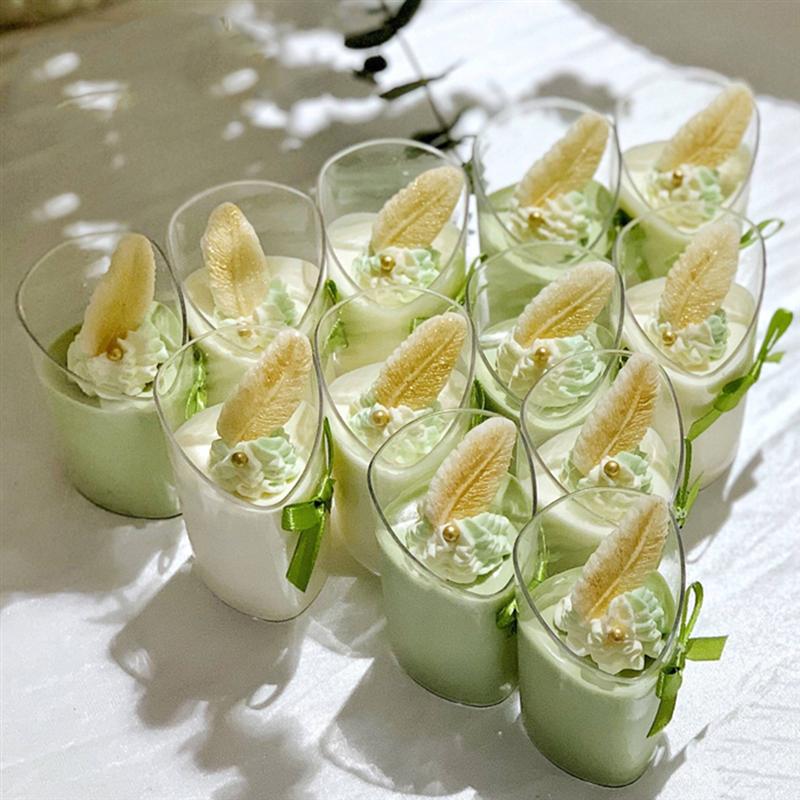 24pcs 80ml Transparent Bevel Tiramisu Cups Plastic Pudding Cup Disposable Dessert Container