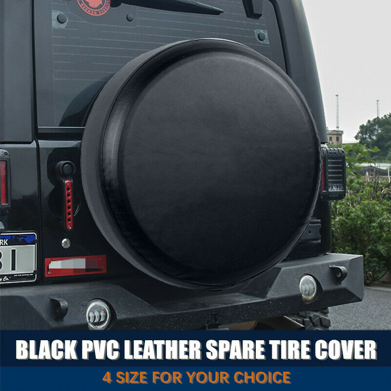 Universal Black Heavy PVC Leather Car Spare Tire Cover For 14 15 16 17 inch