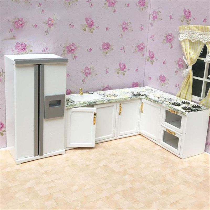 1:12 white Miniature refrigerator Dollhouse Furniture toy for dolls kitchen sets pretend play toys for girls Christmas gifts